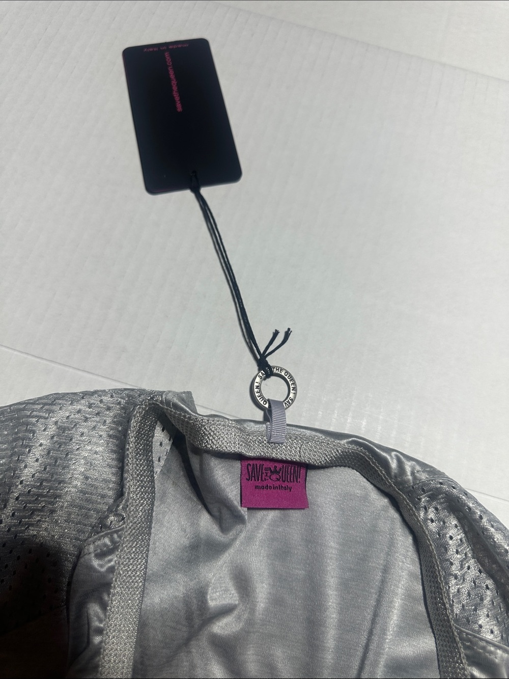 NWT Save the Queen Silver Ruched Zip-Front light zip up made in Italy couture - Picture 12 of 12